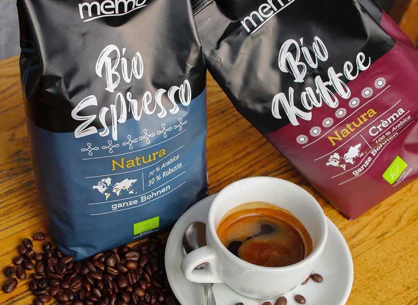 memo Bio-Kaffee Crema "Natura" ganze Bohnen