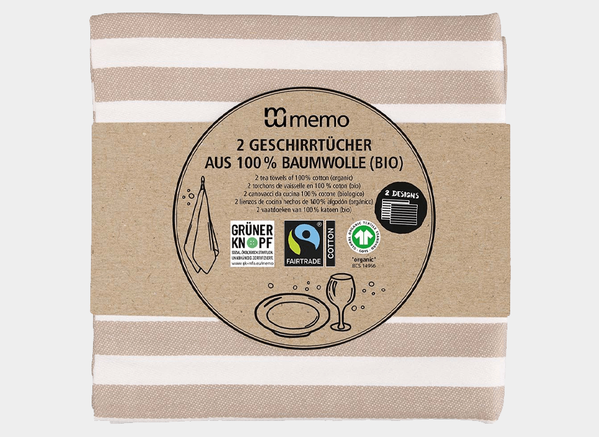 memo Geschirrtuch aus Bio-Baumwolle, 2 Stk.