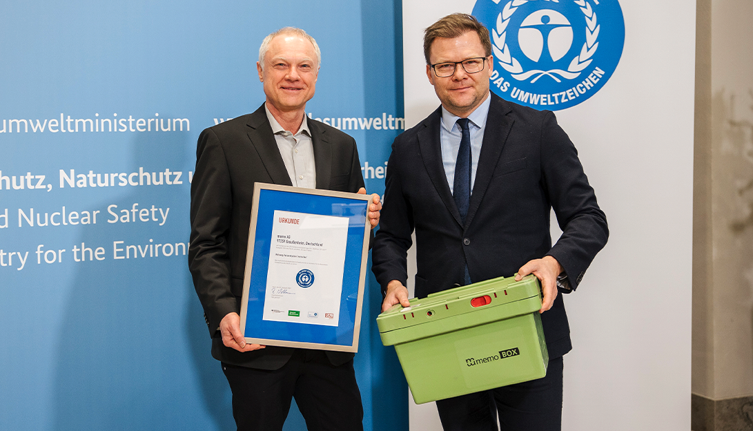 memo Box bekommt den Blauer Engel