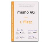 Auszeichnung für memo Nachhaltigkeitsbericht 1. Platz